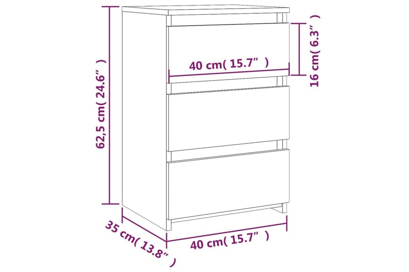 beBasic Yöpöydät 2 kpl harmaa Sonoma 40x35x62,5 cm tekninen puu - Harmaa - Yöpöytä