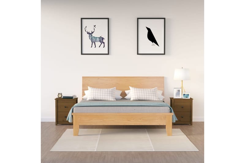 beBasic Yöpöydät 2 kpl hunajanruskea 50x35x61,5 cm täysi mänty - Ruskea - Huonekalut - Pöytä & ruokailuryhmä - Apupöytä & sivupöytä - Yöpöytä