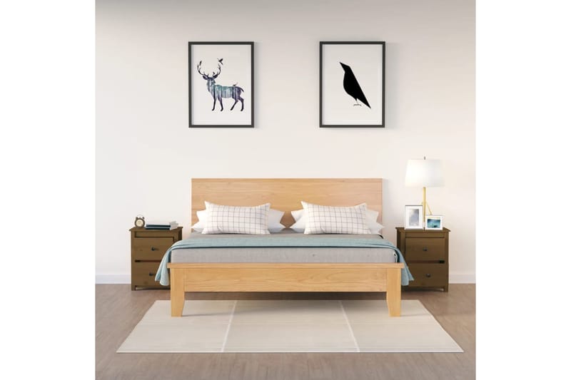 beBasic Yöpöydät 2 kpl hunajanruskea 50x35x61,5 cm täysi mänty - Ruskea - Huonekalut - Pöytä & ruokailuryhmä - Apupöytä & sivupöytä - Yöpöytä