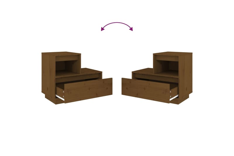 beBasic Yöpöydät 2 kpl hunajanruskea 60x34x51 cm täysi mänty - Ruskea - Huonekalut - Pöytä & ruokailuryhmä - Apupöytä & sivupöytä - Yöpöytä