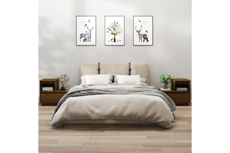 beBasic Yöpöydät 2 kpl hunajanruskea 60x34x51 cm täysi mänty - Ruskea - Huonekalut - Pöytä & ruokailuryhmä - Apupöytä & sivupöytä - Yöpöytä