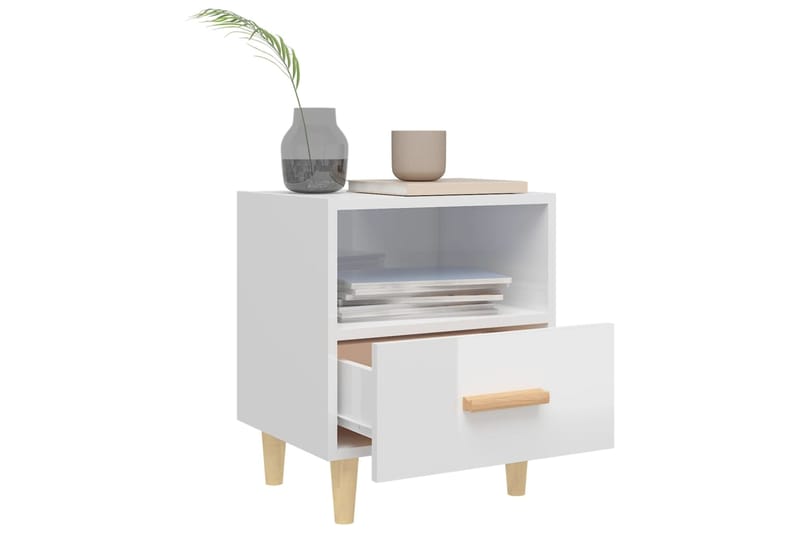 beBasic Yöpöydät 2 kpl korkeakiilto valkoinen 40x35x47 cm - Valkoinen - Huonekalut - Pöytä & ruokailuryhmä - Apupöytä & sivupöyt�ä - Yöpöytä