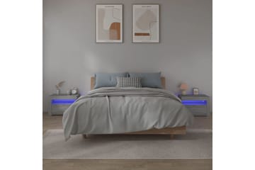 beBasic Yöpöydät 2 kpl LED-valoilla harmaa Sonoma 60x35x40 cm - Harmaa - Huonekalut - Pöytä & ruokailuryhmä - Apupöytä & sivupöytä - Yöpöytä