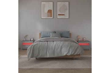 beBasic Yöpöydät 2 kpl LED-valoilla harmaa Sonoma 60x35x40 cm - Harmaa - Huonekalut - Pöytä & ruokailuryhmä - Apupöytä & sivupöytä - Yöpöytä