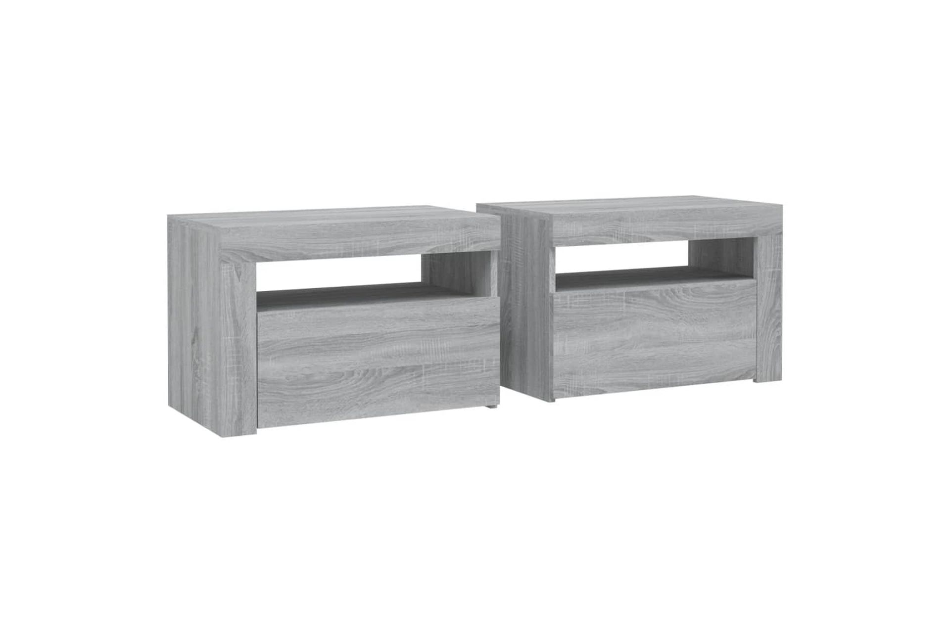 beBasic Yöpöydät 2 kpl LED-valoilla harmaa Sonoma 60x35x40 cm - Harmaa - Huonekalut - Pöytä & ruokailuryhmä - Apupöytä & sivupöytä - Yöpöytä