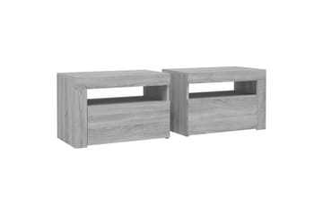 beBasic Yöpöydät 2 kpl LED-valoilla harmaa Sonoma 60x35x40 cm - Harmaa - Huonekalut - Pöytä & ruokailuryhmä - Apupöytä & sivupöytä - Yöpöytä