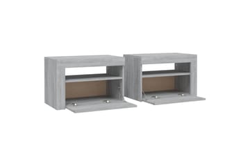 beBasic Yöpöydät 2 kpl LED-valoilla harmaa Sonoma 60x35x40 cm - Harmaa - Huonekalut - Pöytä & ruokailuryhmä - Apupöytä & sivupöytä - Yöpöytä
