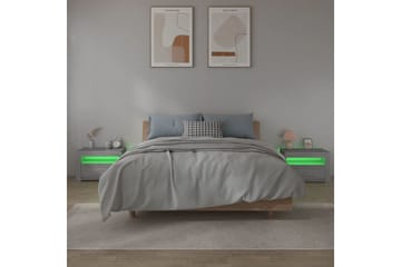 beBasic Yöpöydät 2 kpl LED-valoilla harmaa Sonoma 60x35x40 cm - Harmaa - Huonekalut - Pöytä & ruokailuryhmä - Apupöytä & sivupöytä - Yöpöytä