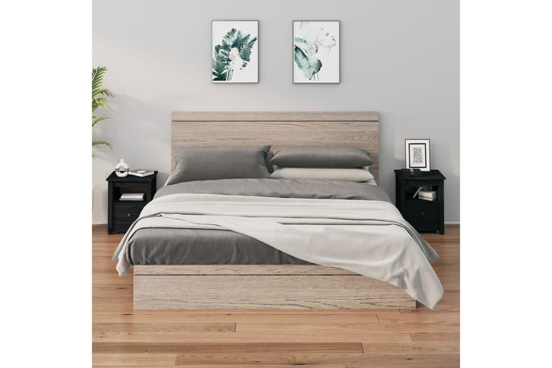 beBasic Yöpöydät 2 kpl musta 40x35x49 cm täysi mänty - Musta - Huonekalut - Pöytä & ruokailuryhmä - Apupöytä & sivupöytä - Yöpöytä
