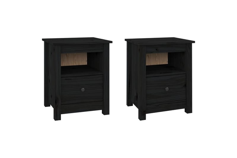 beBasic Yöpöydät 2 kpl musta 40x35x49 cm täysi mänty - Musta - Huonekalut - Pöytä & ruokailuryhmä - Apupöytä & sivupöytä - Yöpöytä