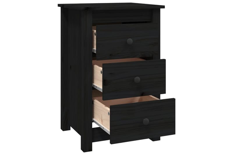 beBasic Yöpöydät 2 kpl musta 40x35x61,5 cm täysi mänty - Musta - Huonekalut - Pöytä & ruokailuryhmä - Apupöytä & sivupöytä - Yöpöytä