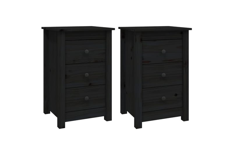 beBasic Yöpöydät 2 kpl musta 40x35x61,5 cm täysi mänty - Musta - Huonekalut - Pöytä & ruokailuryhmä - Apupöytä & sivupöytä - Yöpöytä