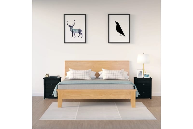 beBasic Yöpöydät 2 kpl musta 50x35x61,5 cm täysi mänty - Musta - Huonekalut - Pöytä & ruokailuryhmä - Apupöytä & sivupöytä - Yöpöytä