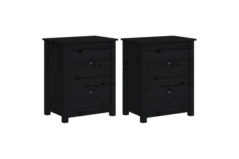 beBasic Yöpöydät 2 kpl musta 50x35x61,5 cm täysi mänty - Musta - Huonekalut - Pöytä & ruokailuryhmä - Apupöytä & sivupöytä - Yöpöytä