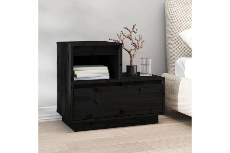 beBasic Yöpöydät 2 kpl musta 60x34x51 cm täysi mänty - Musta - Huonekalut - Pöytä & ruokailuryhmä - Apupöytä & sivupöytä - Yöpöytä