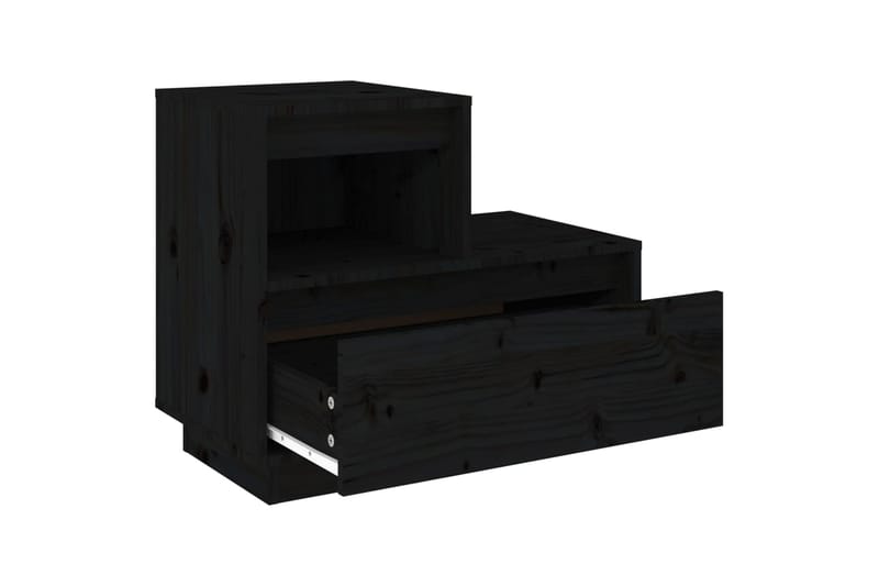beBasic Yöpöydät 2 kpl musta 60x34x51 cm täysi mänty - Musta - Huonekalut - Pöytä & ruokailuryhmä - Apupöytä & sivupöytä - Yöpöytä