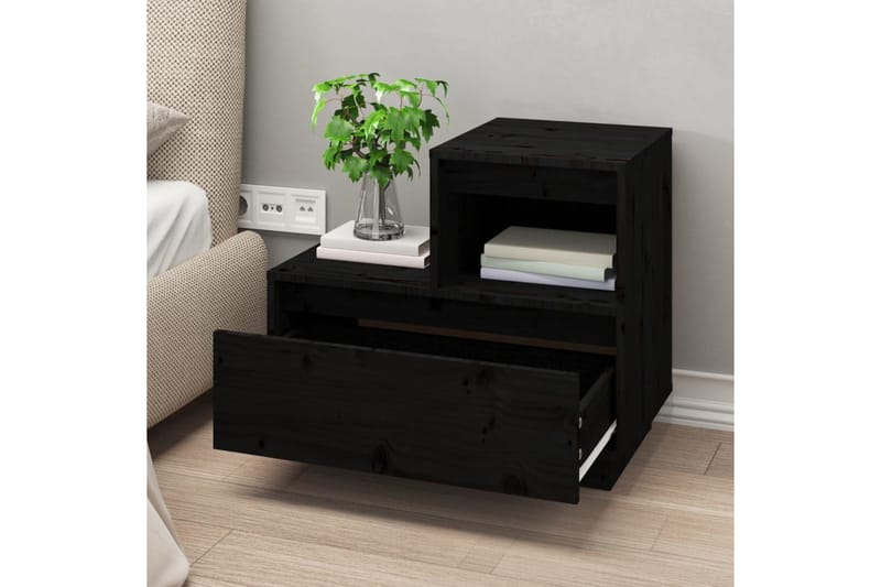 beBasic Yöpöydät 2 kpl musta 60x34x51 cm täysi mänty - Musta - Huonekalut - Pöytä & ruokailuryhmä - Apupöytä & sivupöytä - Yöpöytä
