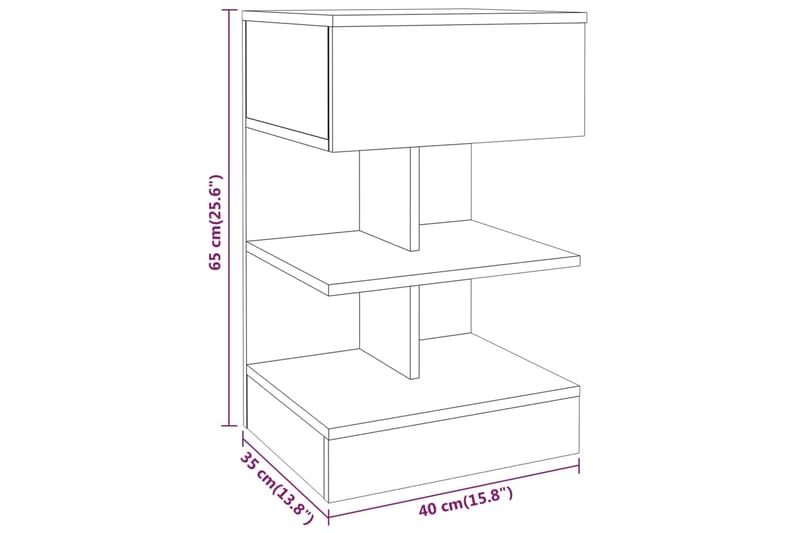 beBasic Yöpöydät 2 kpl ruskea tammi 40x35x50 cm tekninen puu - Ruskea - Yöpöytä