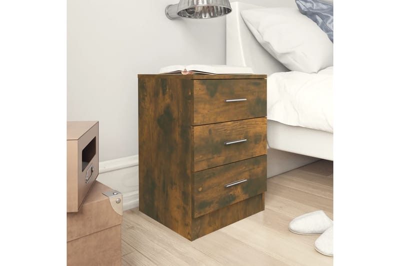 beBasic Yöpöydät 2 kpl savutammi 38x35x56 cm tekninen puu - Ruskea - Huonekalut - Pöytä & ruokailuryhmä - Apupöytä & sivupöytä - Yöpöytä