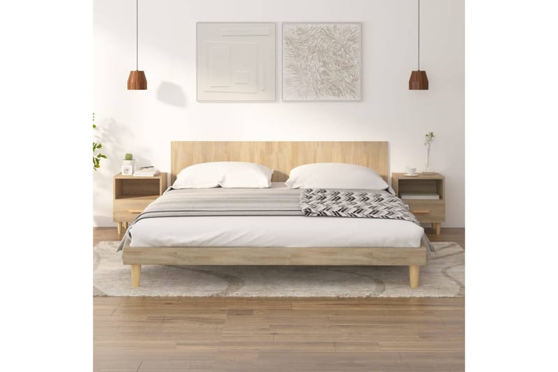 beBasic Yöpöydät 2 kpl Sonoma-tammi 40x35x47 cm - Ruskea - Huonekalut - Pöytä & ruokailuryhmä - Apupöytä & sivupöytä - Yöpöytä
