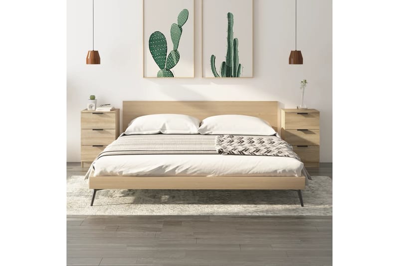 beBasic Yöpöydät 2 kpl Sonoma-tammi 40x36x65 cm - Ruskea - Huonekalut - Pöytä & ruokailuryhmä - Apupöytä & sivupöytä - Yöpöytä