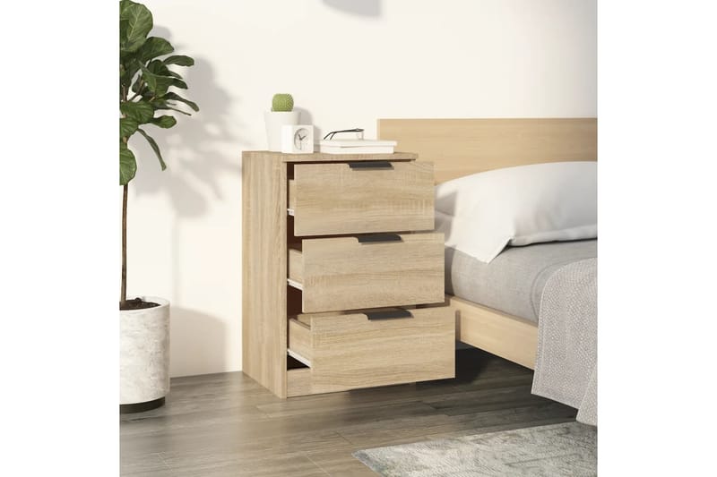 beBasic Yöpöydät 2 kpl Sonoma-tammi 40x36x65 cm - Ruskea - Huonekalut - Pöytä & ruokailuryhmä - Apupöytä & sivupöytä - Yöpöytä