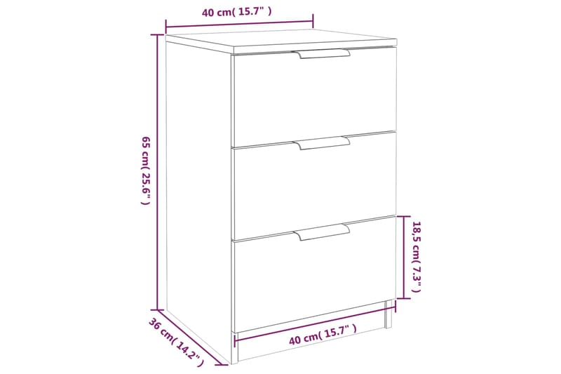 beBasic Yöpöydät 2 kpl Sonoma-tammi 40x36x65 cm - Ruskea - Yöpöytä