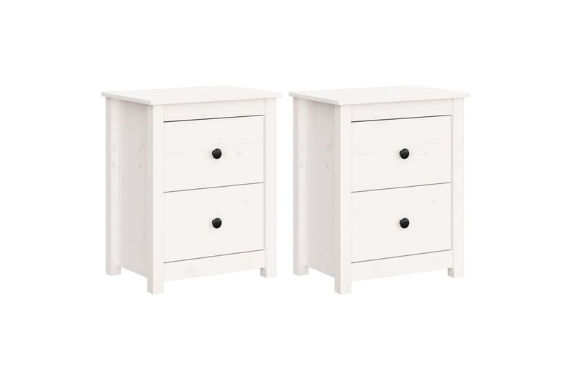 beBasic Yöpöydät 2 kpl valkoinen 50x35x61,5 cm täysi mänty - Valkoinen - Huonekalut - Pöytä & ruokailuryhmä - Apupöytä & sivupöytä - Yöpöytä