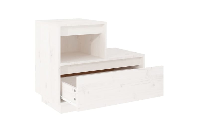 beBasic Yöpöydät 2 kpl valkoinen 60x34x51 cm täysi mänty - Valkoinen - Huonekalut - Pöytä & ruokailuryhmä - Apupöytä & sivupöytä - Yöpöytä