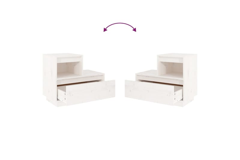 beBasic Yöpöydät 2 kpl valkoinen 60x34x51 cm täysi mänty - Valkoinen - Huonekalut - Pöytä & ruokailuryhmä - Apupöytä & sivupöytä - Yöpöytä