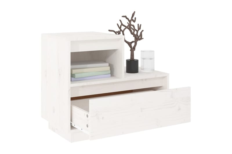 beBasic Yöpöydät 2 kpl valkoinen 60x34x51 cm täysi mänty - Valkoinen - Huonekalut - Pöytä & ruokailuryhmä - Apupöytä & sivupöytä - Yöpöytä