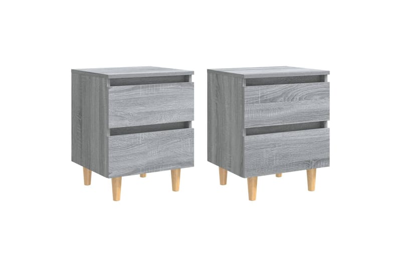 beBasic Yöpöydät täyspuujaloilla 2 kpl harmaa Sonoma 40x35x50 cm - Harmaa - Huonekalut - Pöytä & ruokailuryhmä - Apupöytä & sivupöytä - Yöpöytä