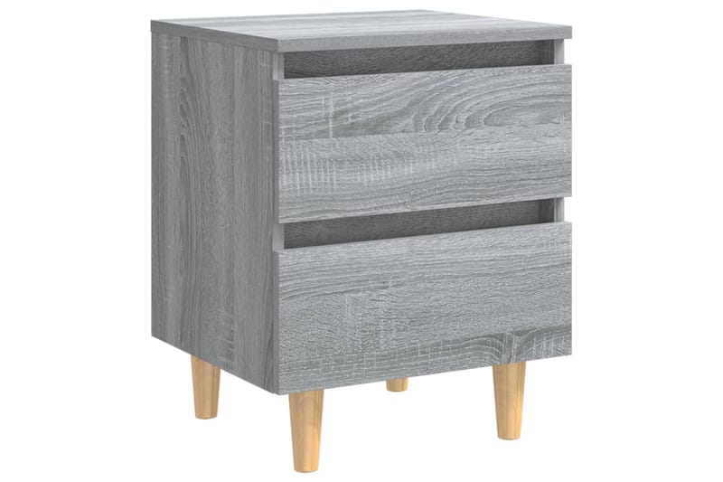 beBasic Yöpöydät täyspuujaloilla 2 kpl harmaa Sonoma 40x35x50 cm - Harmaa - Huonekalut - Pöytä & ruokailuryhmä - Apupöytä & sivupöytä - Yöpöytä