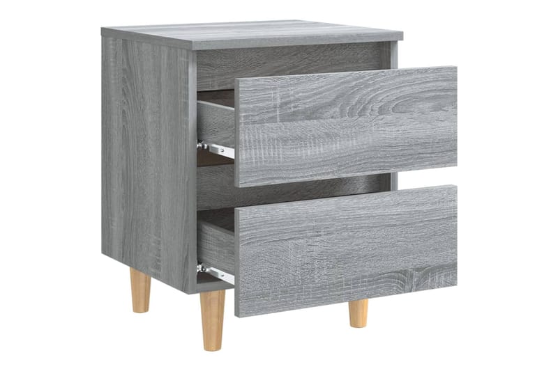 beBasic Yöpöydät täyspuujaloilla 2 kpl harmaa Sonoma 40x35x50 cm - Harmaa - Huonekalut - Pöytä & ruokailuryhmä - Apupöytä & sivupöytä - Yöpöytä