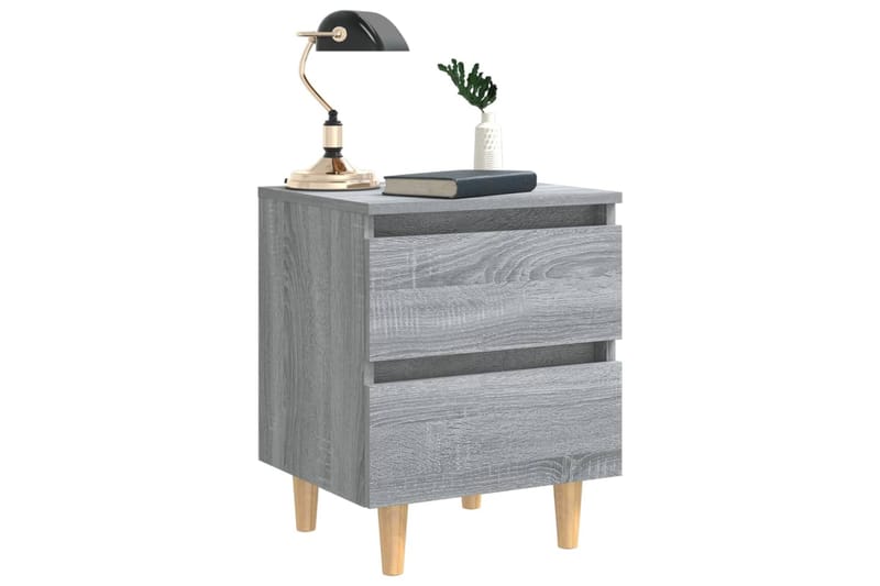 beBasic Yöpöydät täyspuujaloilla 2 kpl harmaa Sonoma 40x35x50 cm - Harmaa - Huonekalut - Pöytä & ruokailuryhmä - Apupöytä & sivupöytä - Yöpöytä