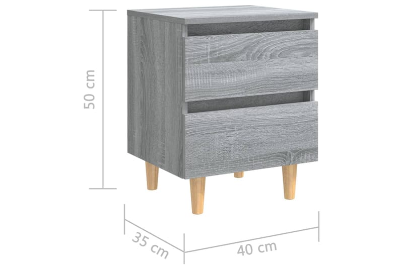 beBasic Yöpöydät täyspuujaloilla 2 kpl harmaa Sonoma 40x35x50 cm - Harmaa - Huonekalut - Pöytä & ruokailuryhmä - Apupöytä & sivupöytä - Yöpöytä