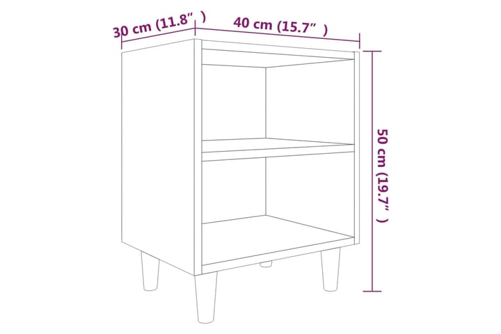 beBasic Yöpöydät täyspuujaloilla 2 kpl ruskea tammi 40x30x50 cm - Ruskea - Yöpöytä