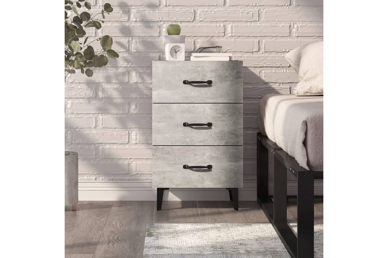 beBasic Yöpöytä betoninharmaa 40x40x66 cm tekninen puu - Harmaa - Huonekalut - Pöytä & ruokailuryhmä - Apupöytä & sivupöytä - Yöpöytä