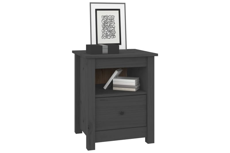 beBasic Yöpöytä harmaa 40x35x49 cm täysi mänty - Harmaa - Huonekalut - Pöytä & ruokailuryhmä - Apupöytä & sivupöytä - Yöpöytä