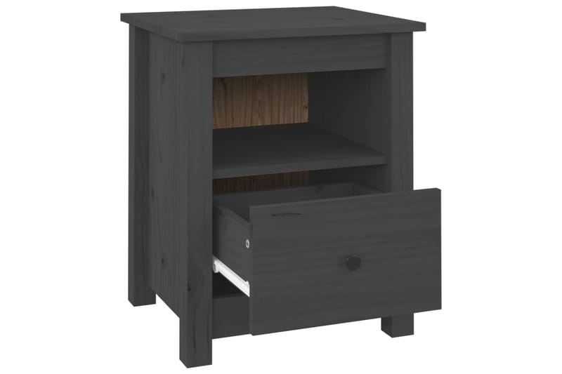 beBasic Yöpöytä harmaa 40x35x49 cm täysi mänty - Harmaa - Huonekalut - Pöytä & ruokailuryhmä - Apupöytä & sivupöytä - Yöpöytä