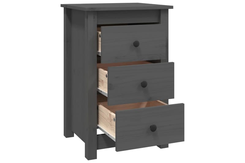 beBasic Yöpöytä harmaa 40x35x61,5 cm täysi mänty - Harmaa - Huonekalut - Pöytä & ruokailuryhmä - Apupöytä & sivupöytä - Yöpöytä