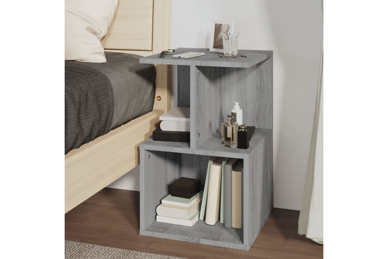 beBasic Yöpöytä harmaa Sonoma 35x35x55 cm tekninen puu - Harmaa - Huonekalut - Pöytä & ruokailuryhmä - Apupöytä & sivupöytä - Yöpöytä