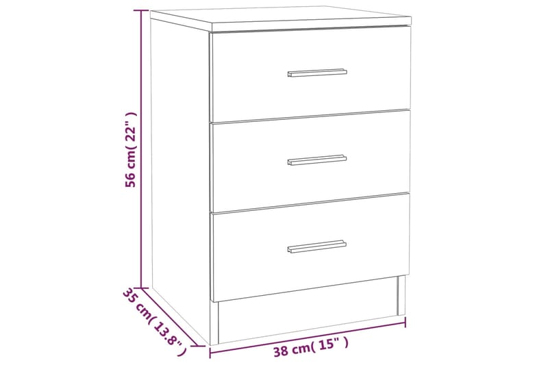 beBasic Yöpöytä harmaa Sonoma 38x35x56 cm tekninen puu - Harmaa - Huonekalut - Pöytä & ruokailuryhmä - Apupöytä & sivupöytä - Yöpöytä