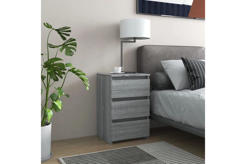 beBasic Yöpöytä harmaa Sonoma 40x35x62,5 cm tekninen puu - Harmaa - Huonekalut - Pöytä & ruokailuryhmä - Apupöytä & sivupöytä - Yöpöytä