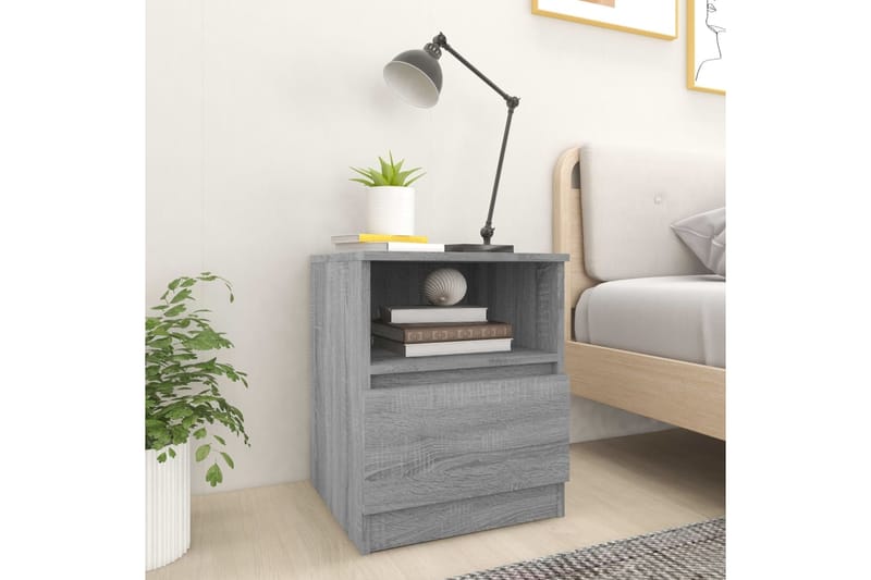 beBasic Yöpöytä harmaa Sonoma 40x40x50 cm tekninen puu - Harmaa - Huonekalut - Pöytä & ruokailuryhmä - Apupöytä & sivupöytä - Yöpöytä