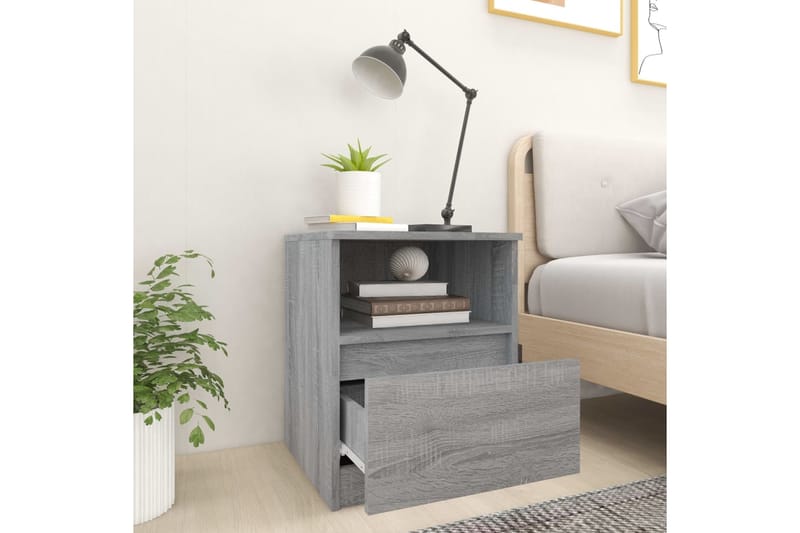 beBasic Yöpöytä harmaa Sonoma 40x40x50 cm tekninen puu - Harmaa - Huonekalut - Pöytä & ruokailuryhmä - Apupöytä & sivupöytä - Yöpöytä