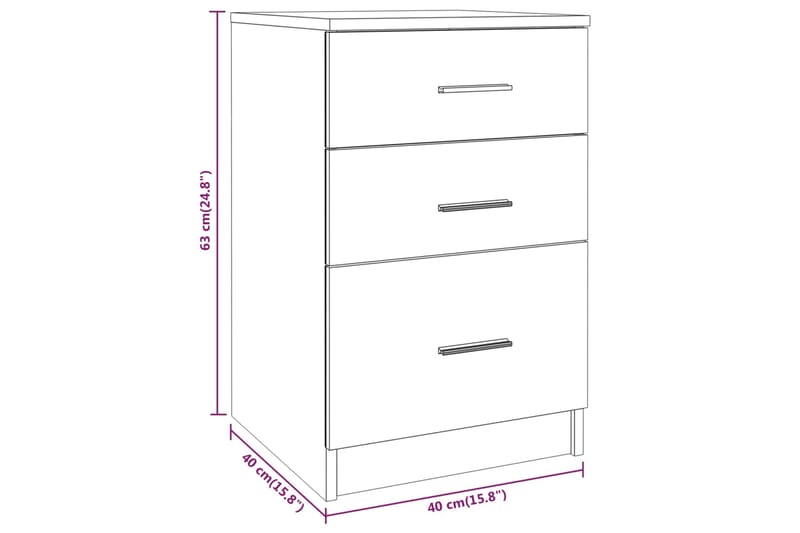 beBasic Yöpöytä harmaa Sonoma 40x40x63 cm tekninen puu - Harmaa - Huonekalut - Pöytä & ruokailuryhmä - Apupöytä & sivupöytä - Yöpöytä