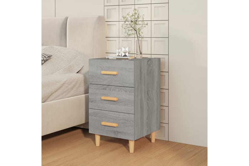 beBasic Yöpöytä harmaa Sonoma 40x40x66 cm tekninen puu - Harmaa - Huonekalut - Pöytä & ruokailuryhmä - Apupöytä & sivupöytä - Yöpöytä