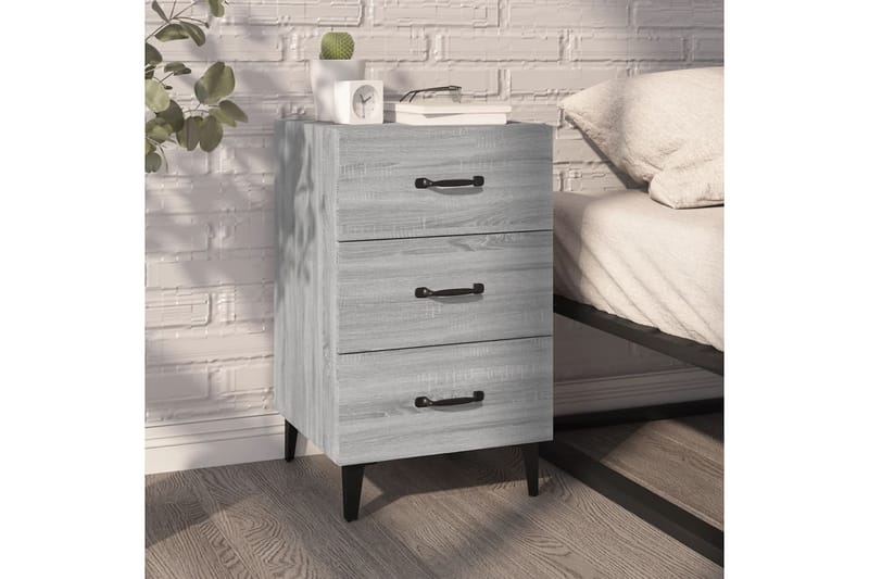 beBasic Yöpöytä harmaa Sonoma 40x40x66 cm tekninen puu - Harmaa - Huonekalut - Pöytä & ruokailuryhmä - Apupöytä & sivupöytä - Yöpöytä