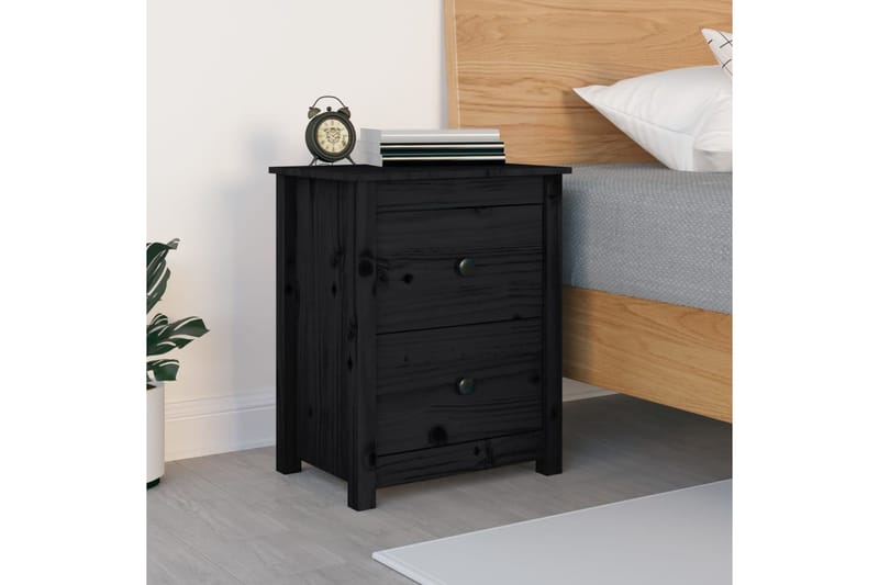 beBasic Yöpöytä musta 50x35x61,5 cm täysi mänty - Musta - Huonekalut - Pöytä & ruokailuryhmä - Apupöytä & sivupöytä - Yöpöytä